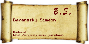 Baranszky Simeon névjegykártya
